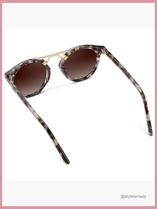 Polarized Round Retro Double-Bridge Sunglasses, Polycarbonate & Stainless Steel